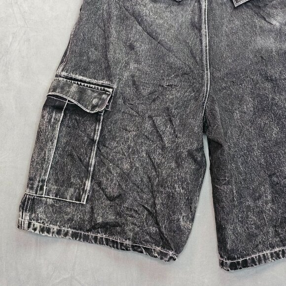 Empyre Men’s Super Baggy Long Denim Cargo Shorts Jeans Size 36 Y2K Skater Grunge - Picture 7 of 10